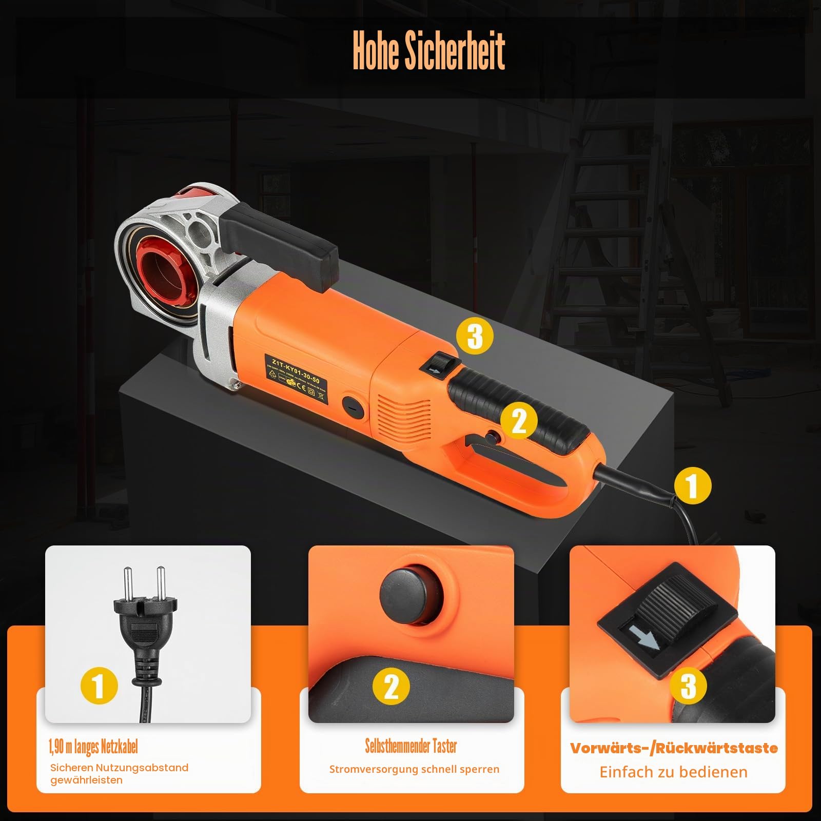 220V Elektrischer Rohrschneider Gewindeschneidmaschine 20,9-49,6 mm(1/2-2") 2300W 25R/min Gewindeschneidkluppe Schneidkluppensatz Elektrischer Rohr Einfädler