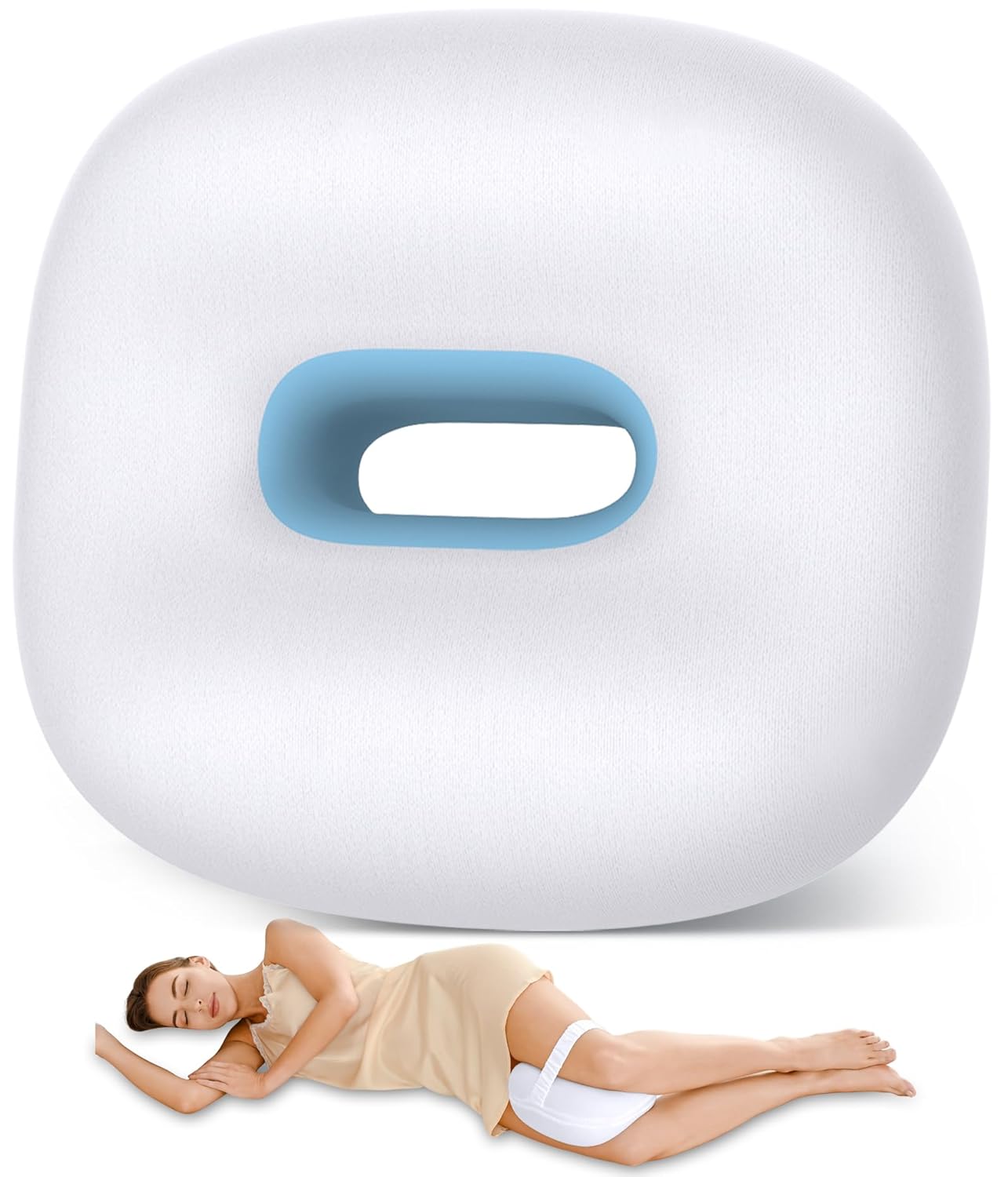 Knee Pillow for Side Sleepers, Memory Foam Leg Pillow for Side Sleeping, Between Legs Pillow for Back Hip Pain, Spine Aligning, Sciatica, Pregnancy-Under Knee Pillow with Ice...
