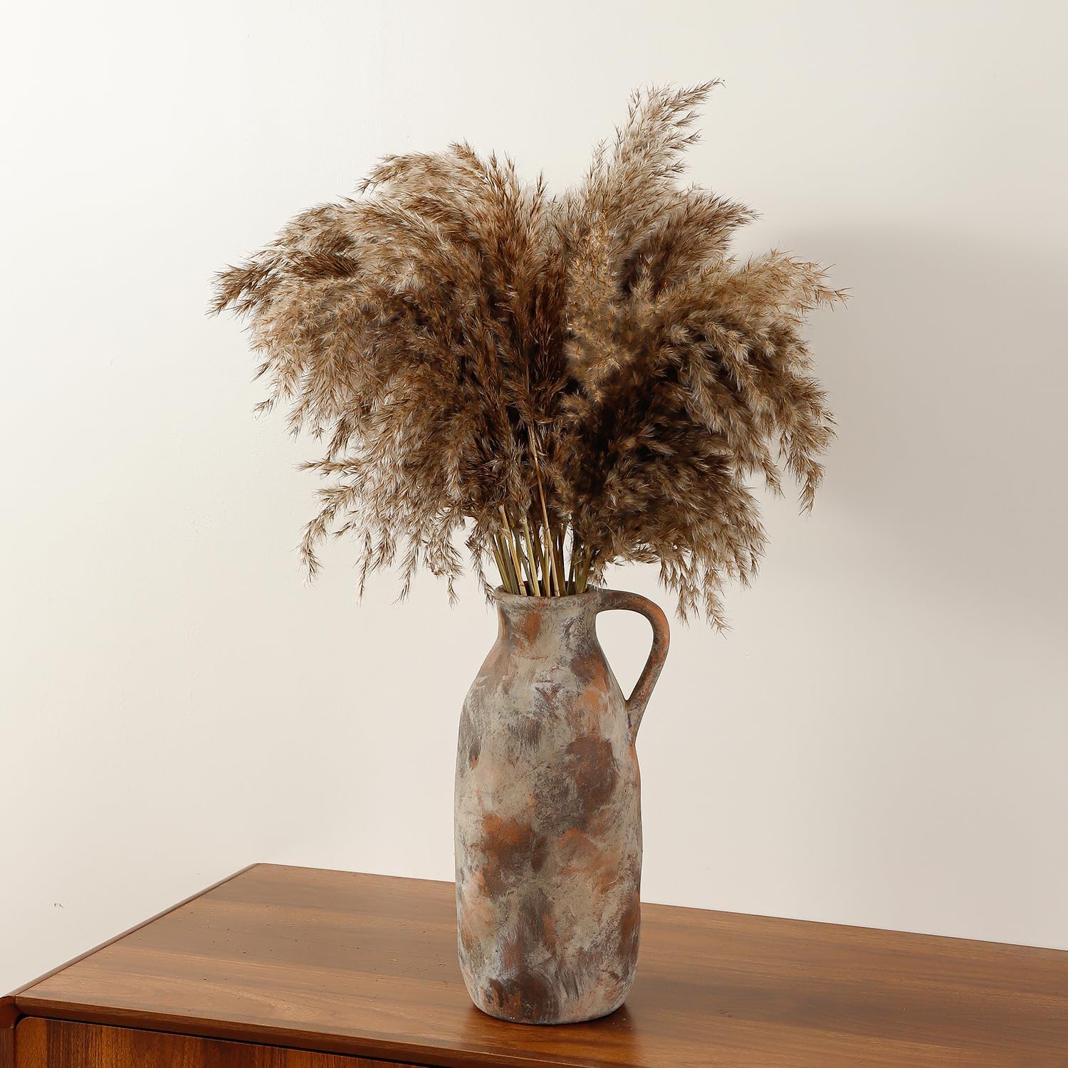 Large Ceramic Vase, Rustic Farmhouse Vase for Home Decor, Tall Decorative Flower Vase for Pampas Grass, Flowers, Living Room, Kitchen, Office Decor Table Centerpiece, 12.8 Inch Tall