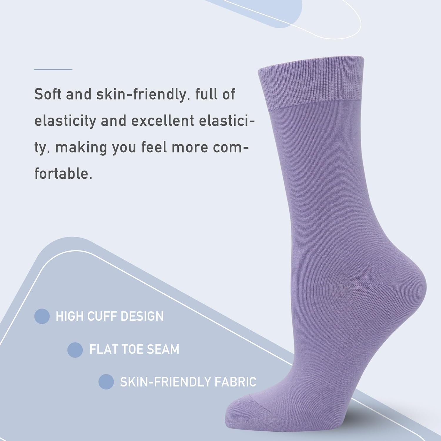 Women's Soft Thin Viscose Bamboo Crew Socks, Fit Stretchy Casual, Business, Dress Calf Sock 5 Pairs - Image 3