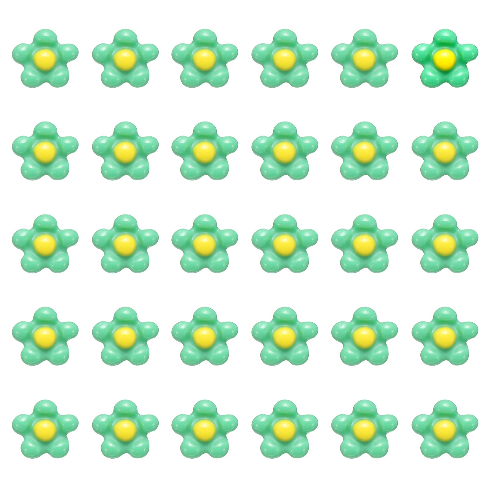 CoCud Mini Resin Flower, 0.31" Diameter, Miniature Tiny Flower Charm Dollhouse Cyan