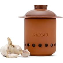 Monkey Business Garlic Keeper Terracotta Garlic Storage Container with Separate Ventilated Compartments for Whole Bulbs & Loose Cloves Garlic Holder That Keeps Garlic Fresh & Kitchen Organized