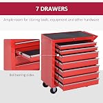 HOMCOM Rolling Tool Chest, 7-Drawer Lockable Tool Cabinet with 4 Wheels, Handle, Toolbox Storage Organizer for Garage, Workshop, Repair Shop, Red