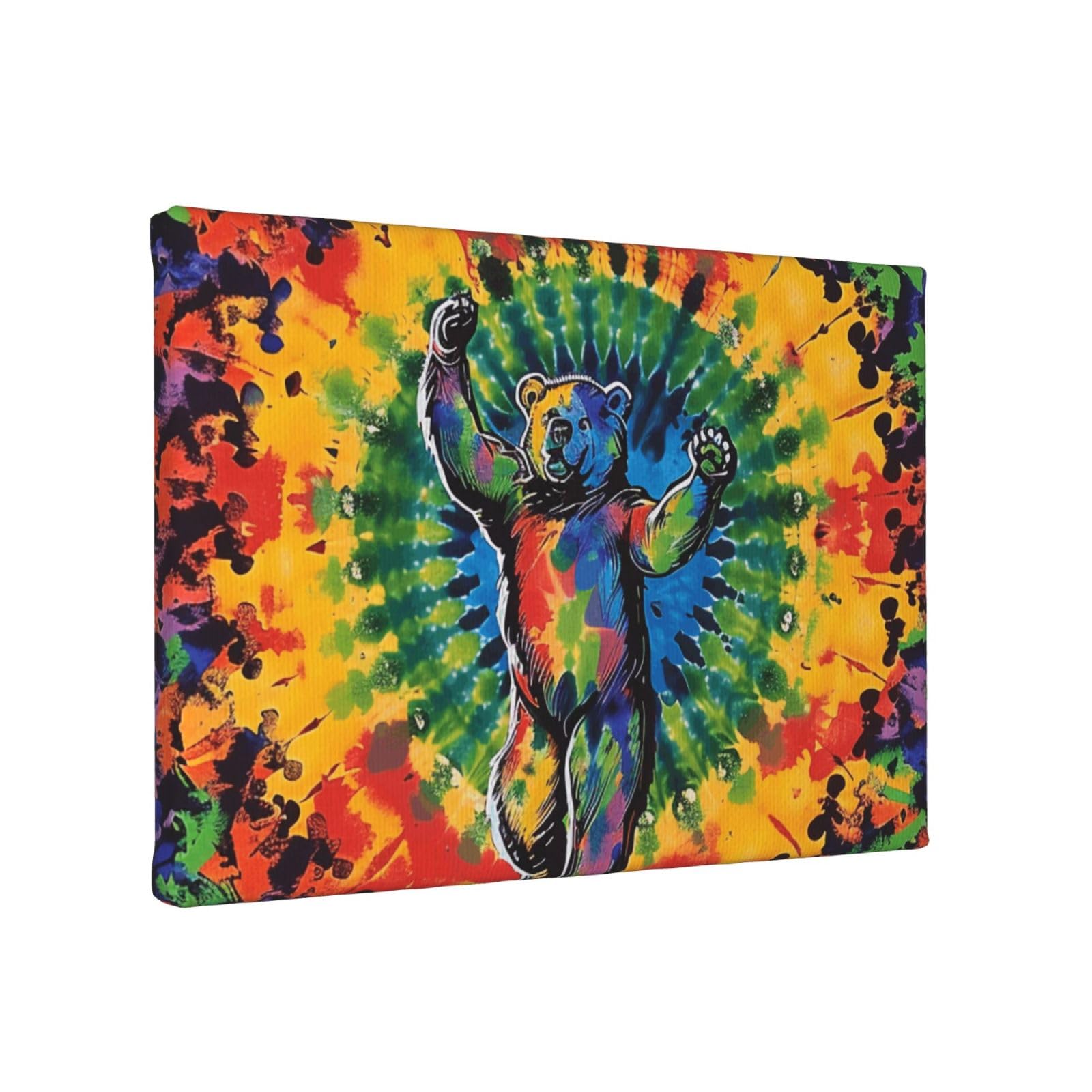 YKLJG Dancing Tie Dye Printed Wall Art Canvas Painting 30x20 CM Wooden Framed Picture Painting Artwork Prints for Bedroom Kitchen Home Office Decor