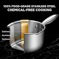 Vista 4 de Sartén de acero inoxidable de tres capas con cesta de vapor y tapa de vidrio colador, olla multifunción 2 en 1 para cocinar al vapor, hervir