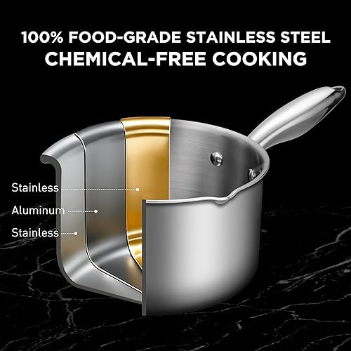 Miniatura 4 de Sartén de acero inoxidable de tres capas con cesta de vapor y tapa de vidrio colador, olla multifunción 2 en 1 para cocinar al vapor, hervir