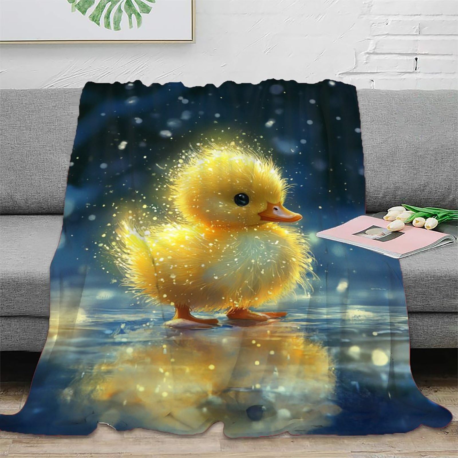 DHBANEIOK Yellow Duck Theme Blanket 3D Design Bed Blanket Bedding Decorative Super Soft Warm Bed Blanket for Bed Couch Blanket 70x80inch(180x200cm)