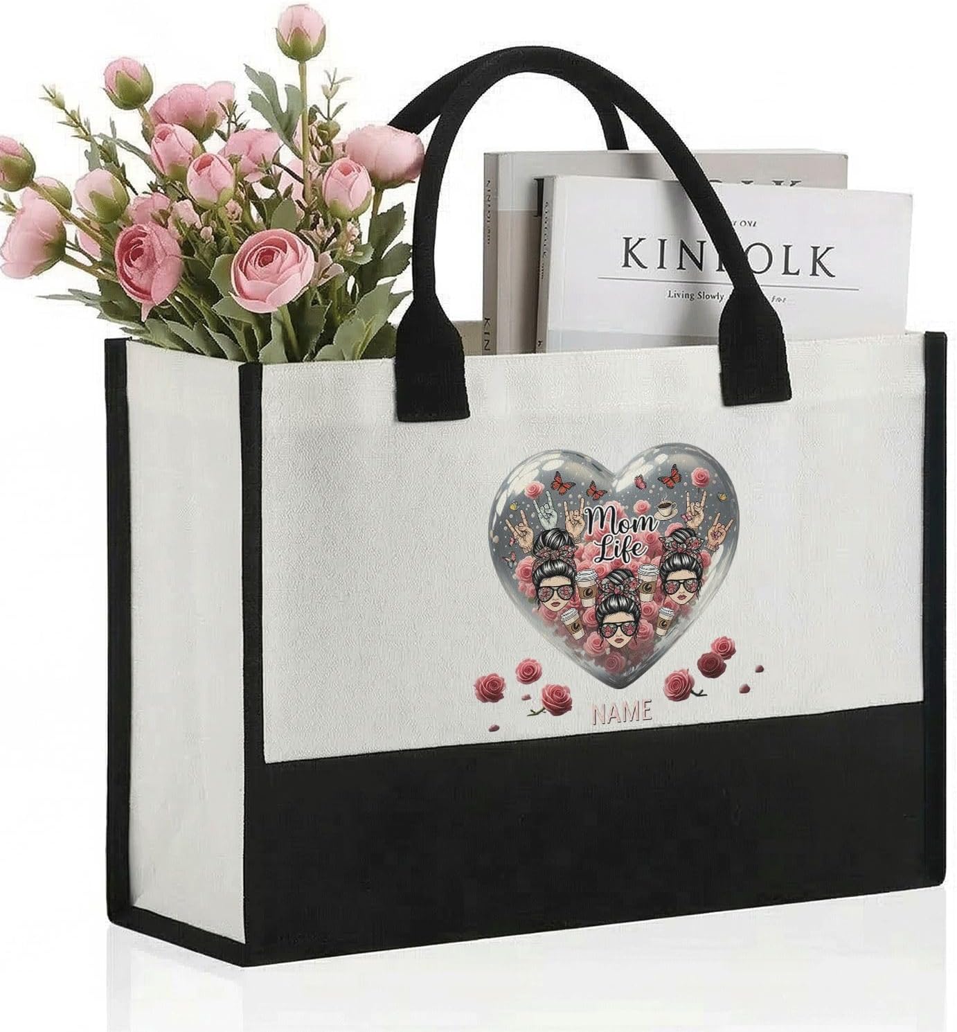 Personalized Candy Love Tote Bag with Name - Custom Canvas