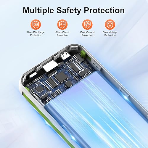 Miniatura 6 de Cargador portátil con cables integrados y enchufe de pared de CA, banco de energía USB C de 10000 mAh, cargador de teléfono, batería externa