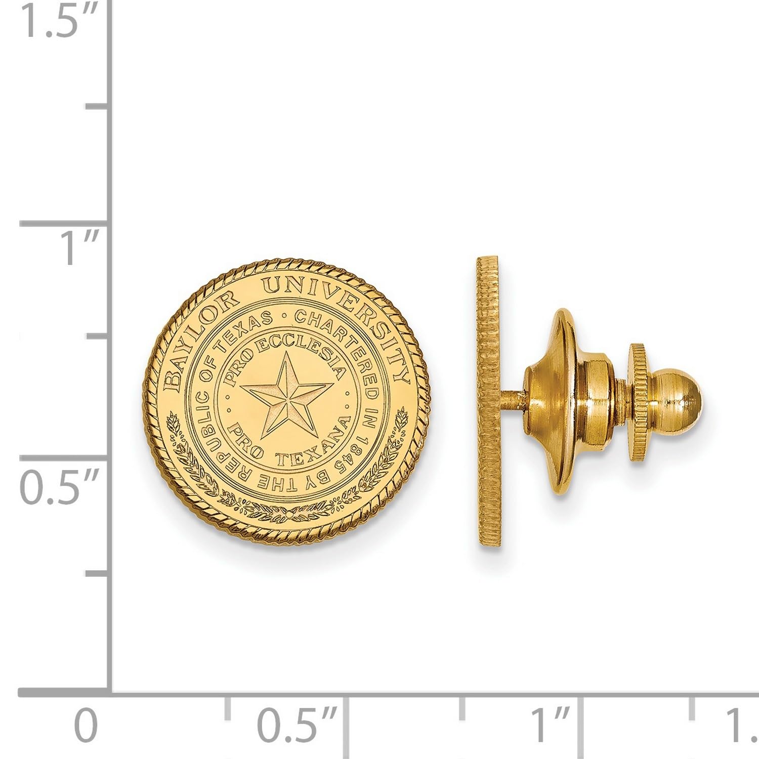 Baylor University Bears School Seal Lapel Pin in Gold Plated Sterling Silver 15x15mm