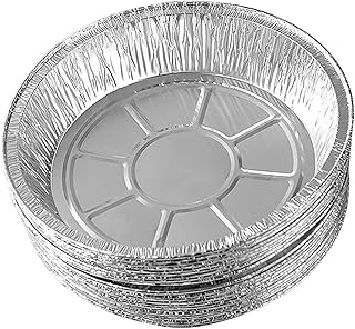 50PCS 9 Inch Disposable Aluminum Foil Plates, Round Tin Foil Pie Pans for Air Fryers, Baking, Cooking, Storage, Roasting (8 inch)