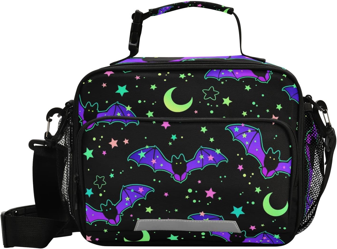 Halloween Bats Moon Stars Lunch Bag Cooler Lunch Box Insulated Lunch Tote Bag Food Container for Men Women Kids