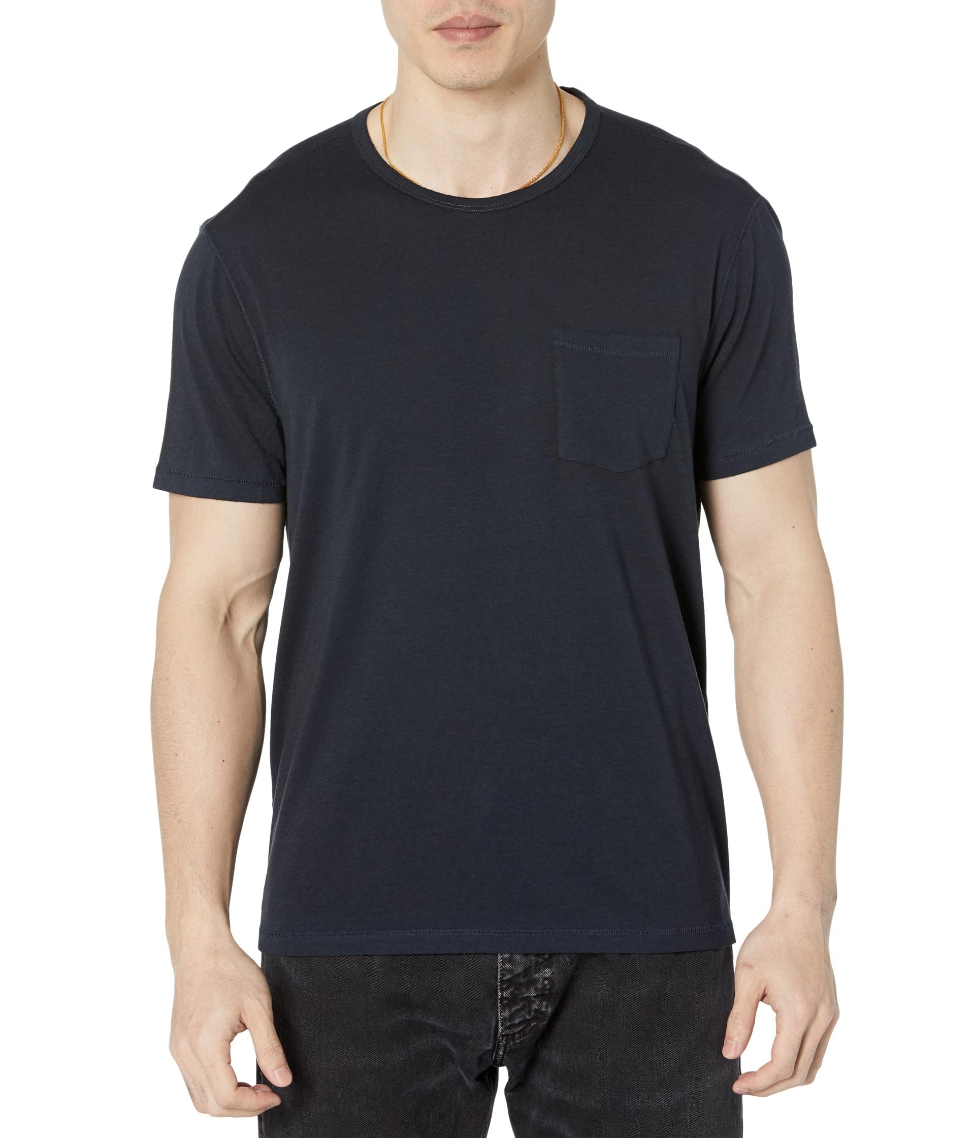 John Varvatos Men's Bond Short Sleeve Crew Tee Shirt, Navy, Large