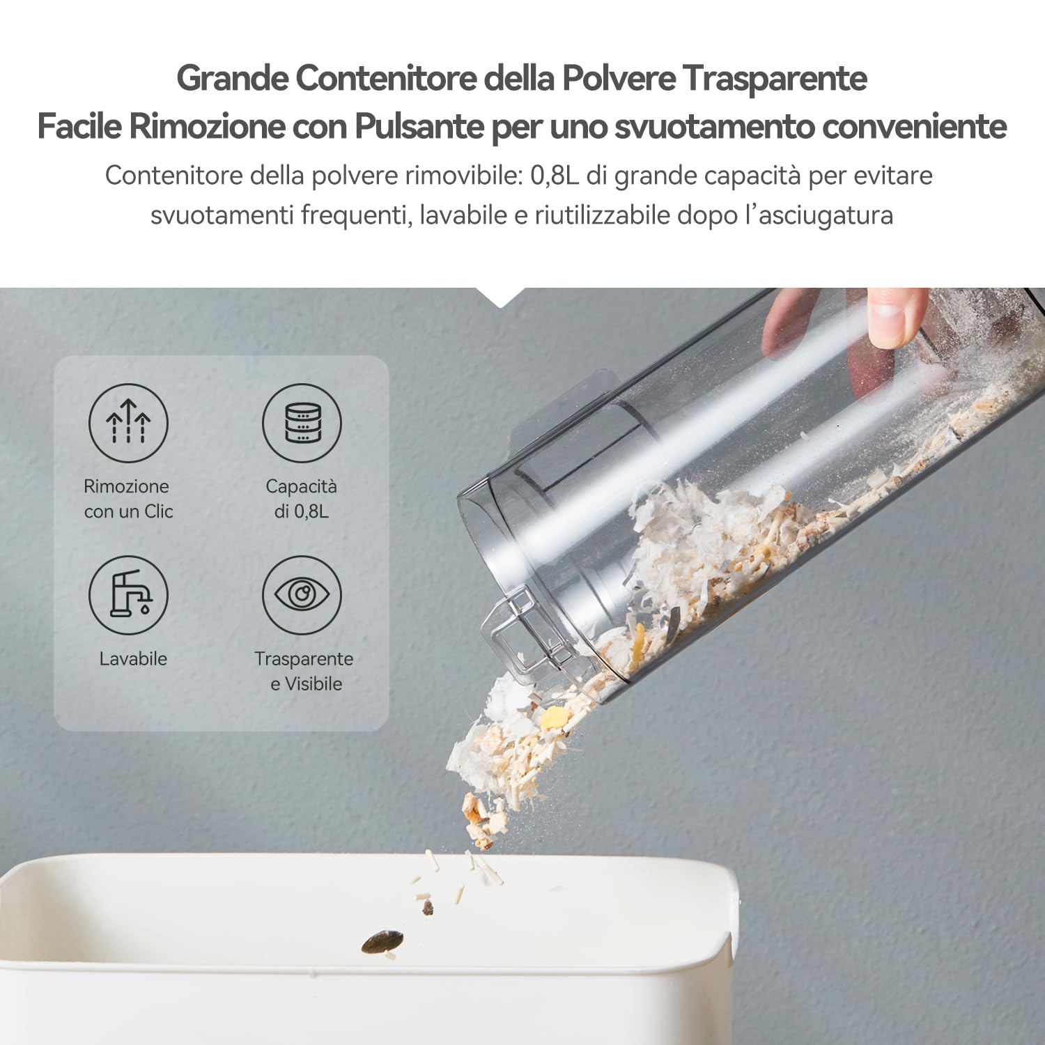 Deerma DX700S Aspirapolvere con Cavo 2 in 1, 15KPa, Filtro HEPA Lavabile, Rotazione a 180°, Leggera e Senza Sacco, Ideale per Pavimenti Duri, Peli di Animali e Auto