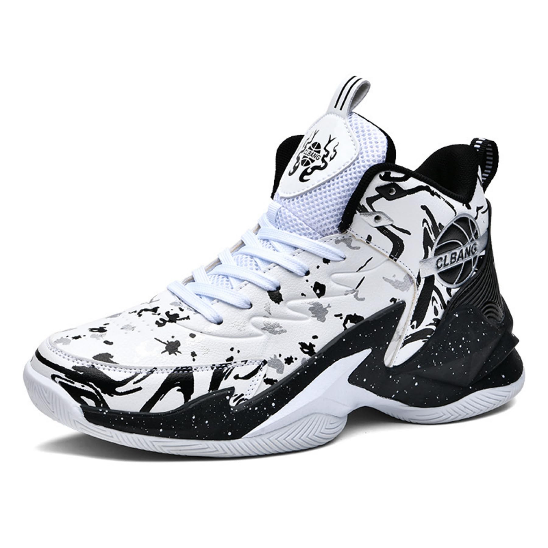 Men's Basketball Shoes Non-Slip Outdoor Breathable Sneakers Fashion Graffiti Outdoor Sports Training Shoes for Running Walking