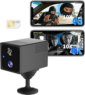 Bextgoo Videovigilancia sin Internet, 4G LTE Camara Vigilancia SIM, 4K Mini Camera Batería para Coches & Aparcamientos, Camping & Viajes, Visión de 160°, Alertas y Detección Radar IA, Visión Nocturna