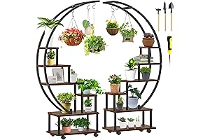 Half Moon Shape 6 Tier Metal Plant Shelf - Largest Design