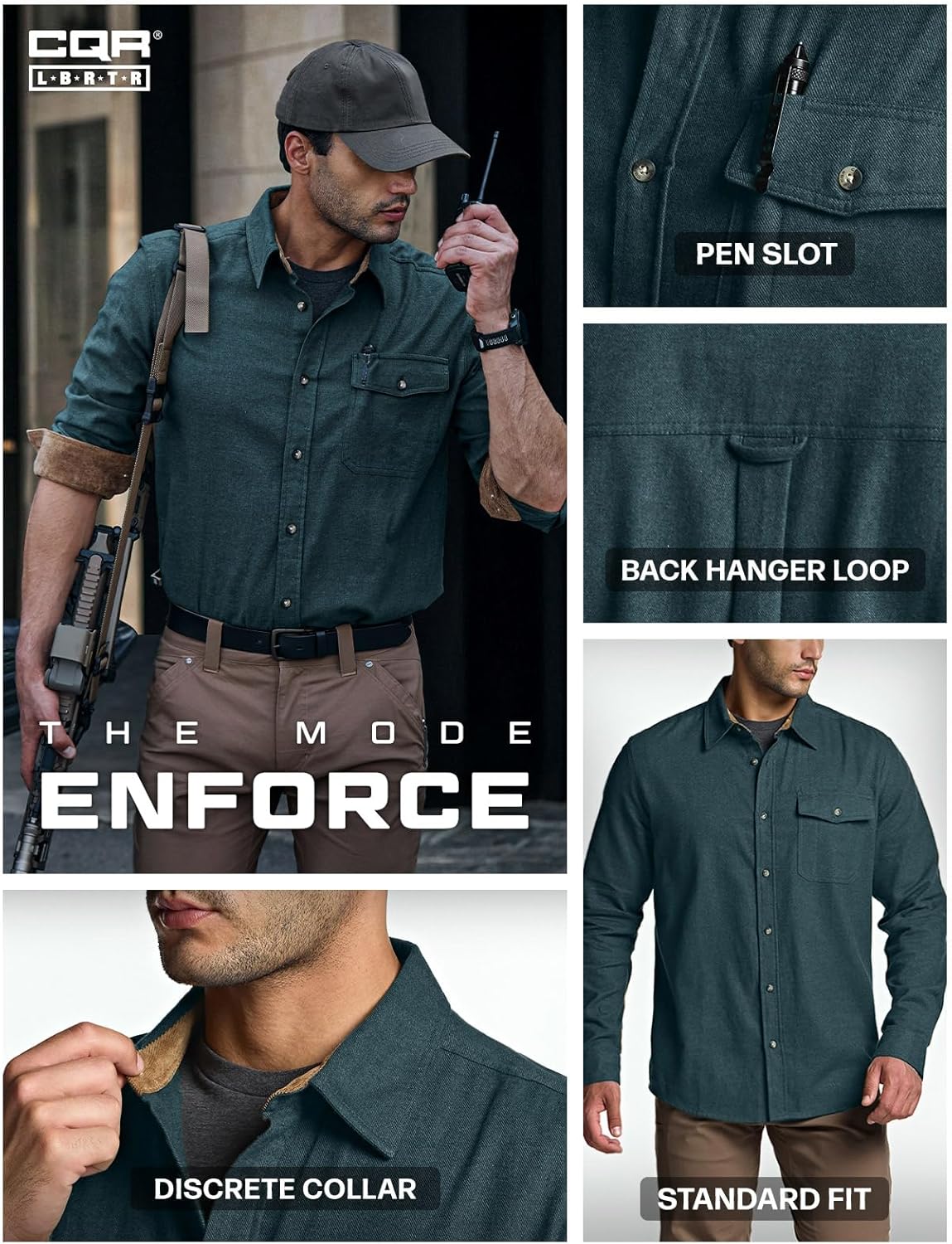 CQR Men's 100% All Cotton Button Down Flannel Shirts, Long Sleeve Brushed Warm Soft Casual Outdoor Plaid Shirt - Image 8