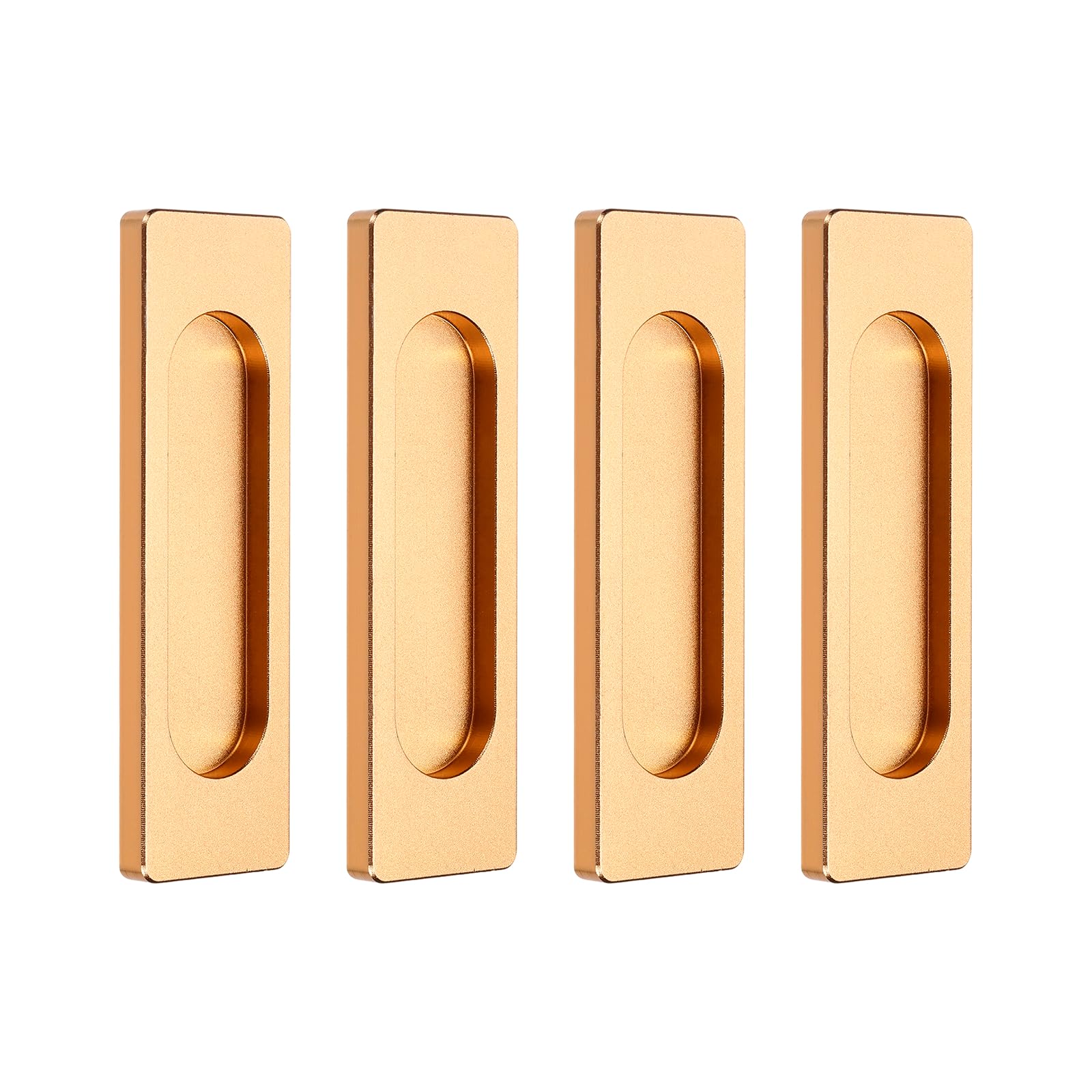 sourcing map 4Pcs Self-Stick Sliding Door Pulls, 4 Inch Aluminum Alloy Recessed Finger Flush Pulls Rectangle Sliding Door Handles for Glass Doors Windows Drawers Dressers Cabinets, Matte Gold