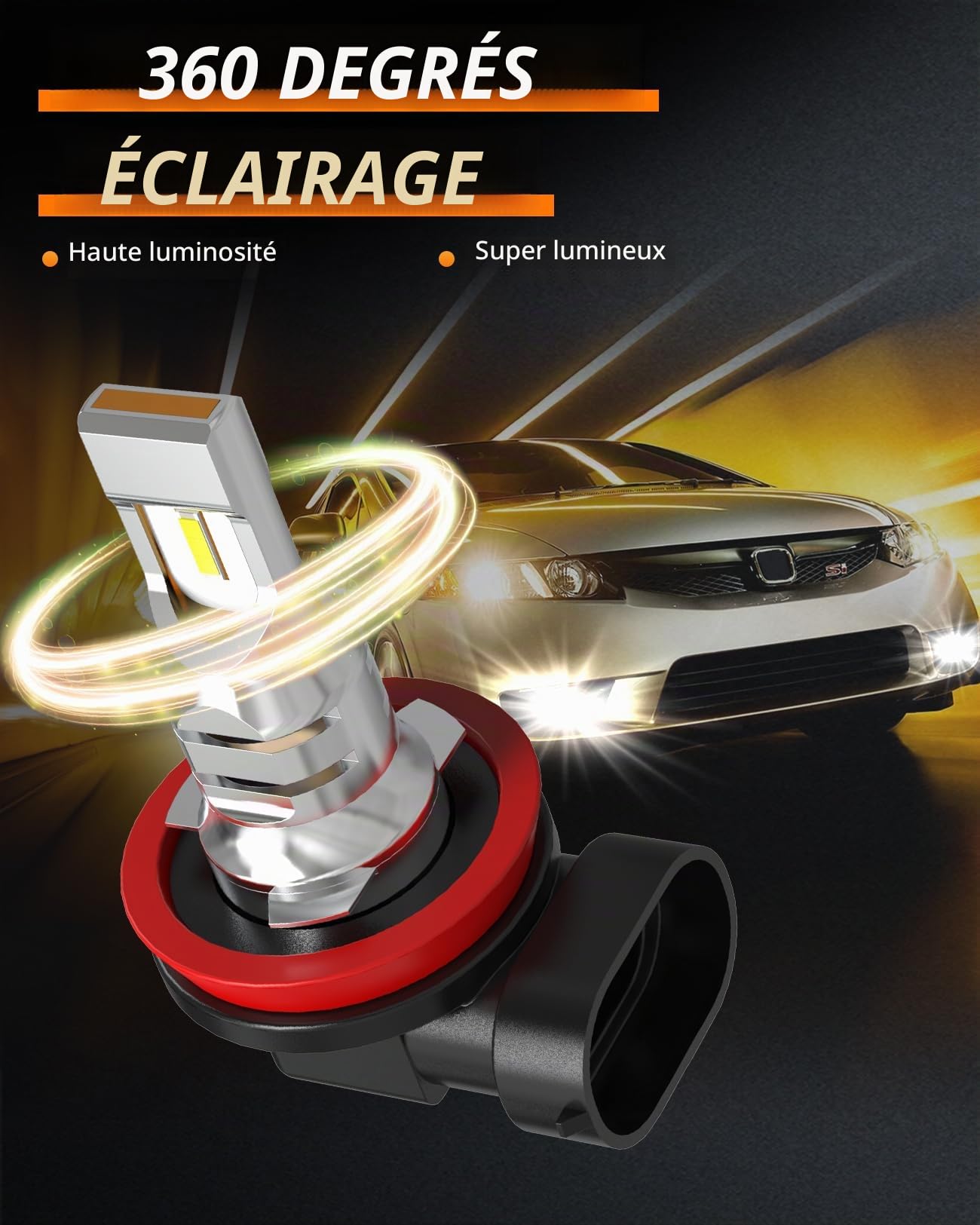 Ampoule H11 LED Antibrouillard H8 H9 H16 1:1 Mini Taille Remplacer Halogène pour Voiture LED Feux de Brouillard DRL Feux de Jour 6500K Blanc