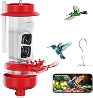 Vista 1 de Soliom Hummingbird Feeder with Camera, Smart Bird Feeder Camera with 2K Live View AI Identify Species, Leak Proof & Ant Moat & Bee Proof, Outdoor Red