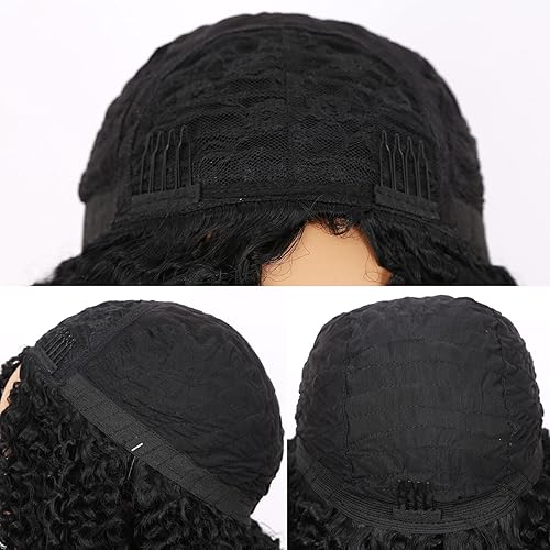 Miniatura 6 de Peluca rizada corta para mujeres negras, peluca rizada, resistente al calor, sintética, 2 tonos, marrón oscuro degradado, afro
