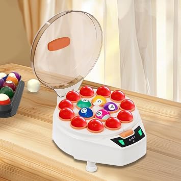 110V Automatic Pool Balls Cleaner, Electric Pool Ball Cleaning Machine with LCD Display Billiard Ball Cleaner and Polisher for 16 Billiard and Snooker Balls (Yellowish Brown)