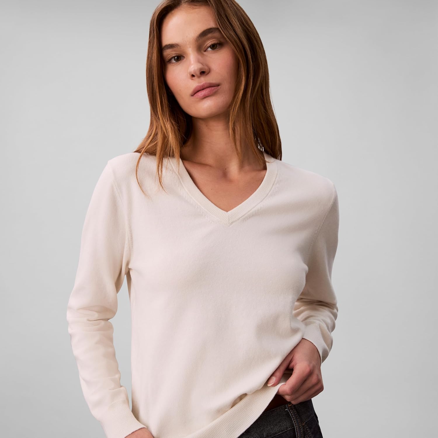 Calvin Klein Women's Monogram Logo V-Neck Sweater