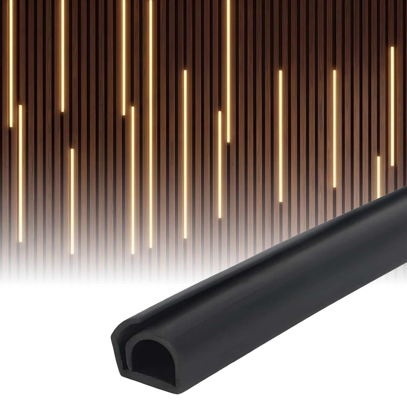 Dengthrive Black Cable Trunking 3M Flexible Self-Adhesive Hider Acoustic Panel Accessories Suitable for Cable Organizers for Wall TV Home Office Studio