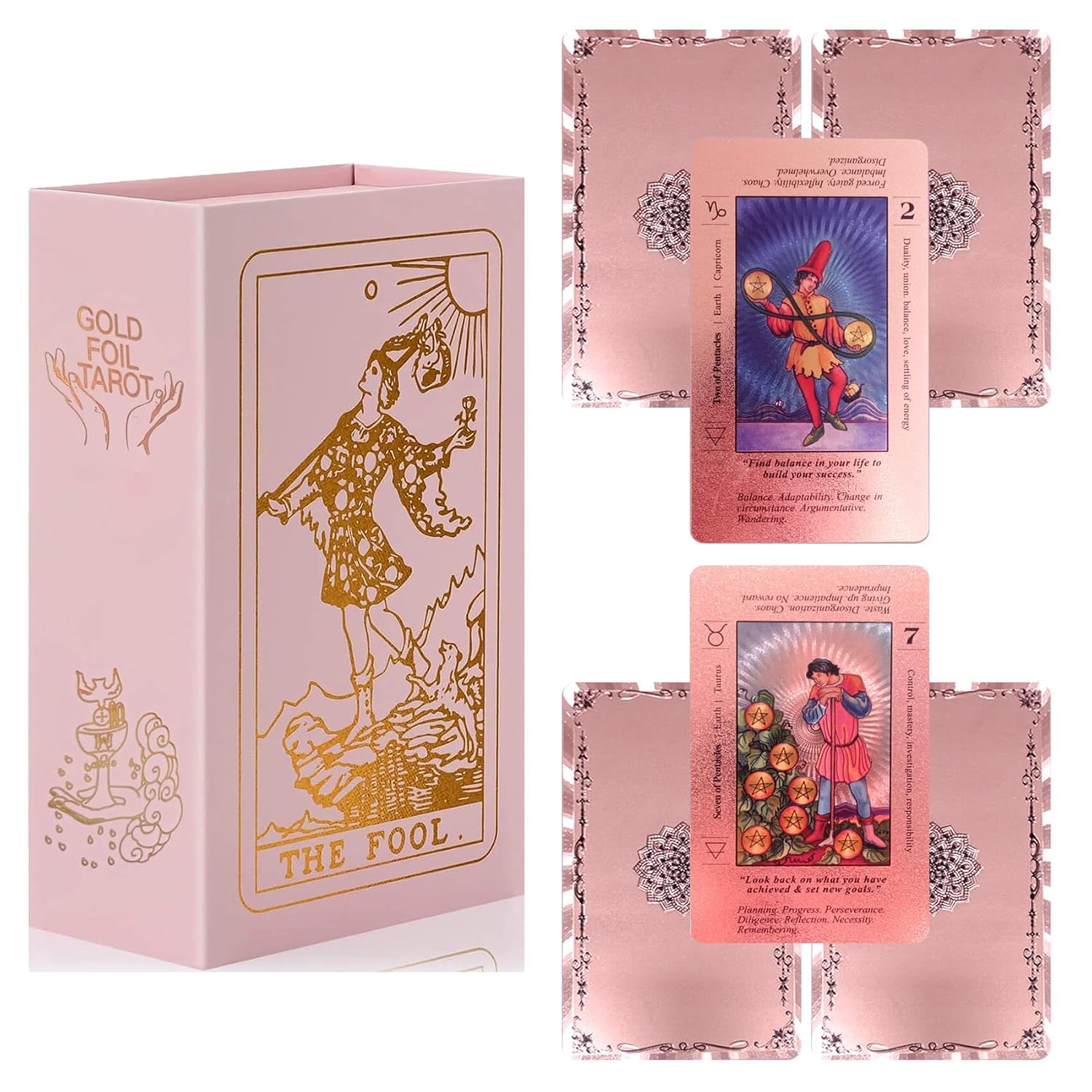 Tarot Deck Card with Guidebook for Beginners,Tarot Cards with Meanings on Them,Fortune Telling Game Cards for Lover(Pink)