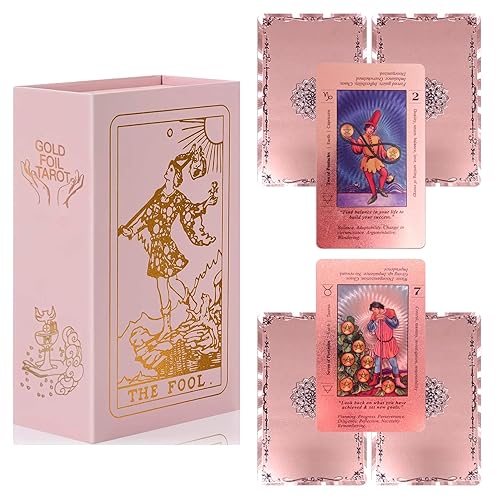 LINSINA Tarot Deck Card with Guidebook for Beginners,Tarot Cards with Meanings on Them,Fortune Telling Game Cards for Lover(Pink) - Pink