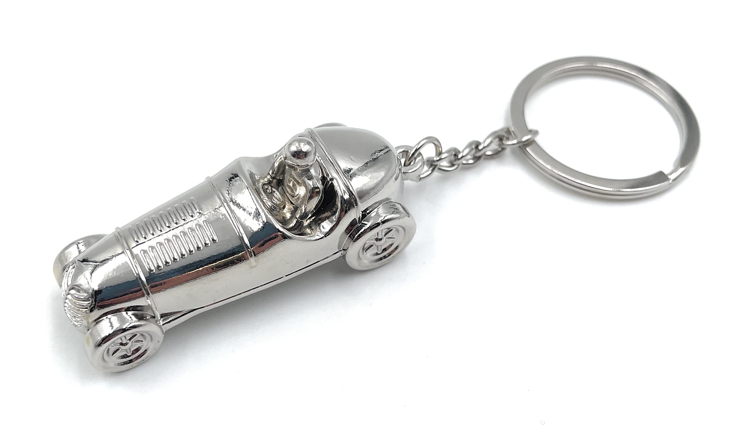 H-Customs Racing driver racing car antique silver keychain pendant