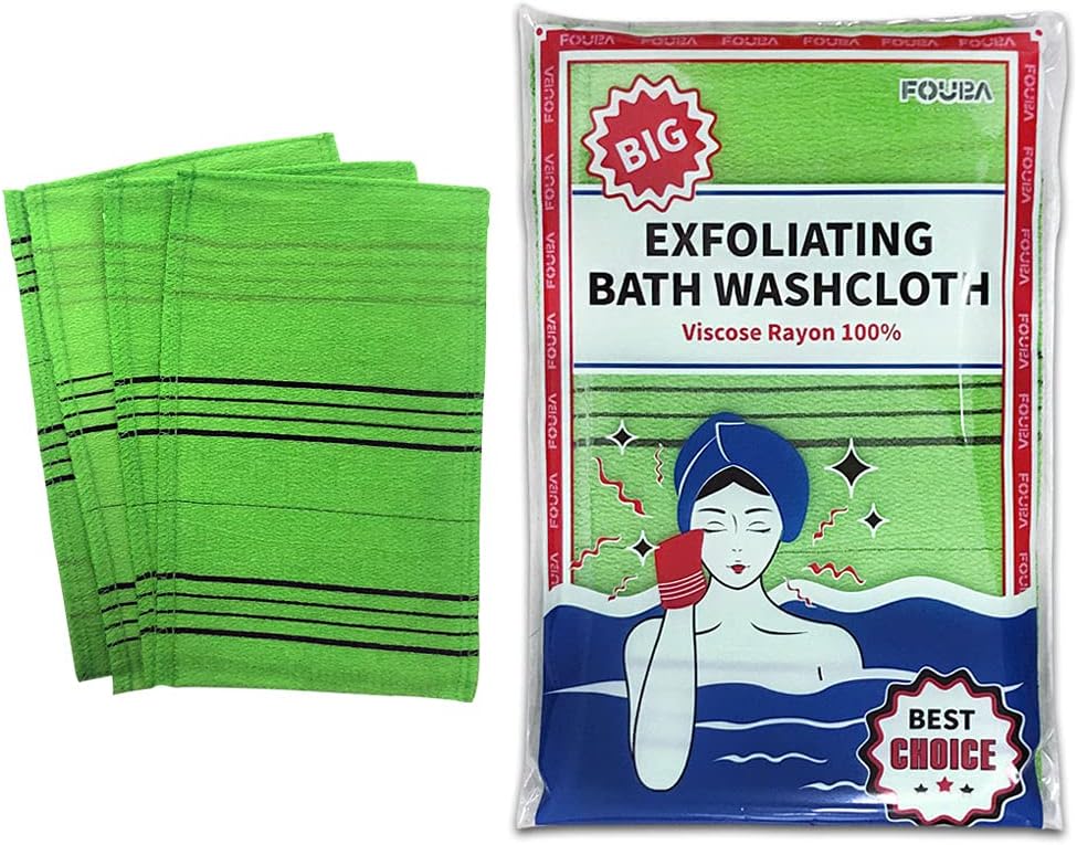 Asian Exfoliating Bath Washcloth (Large Green - 4 pcs)