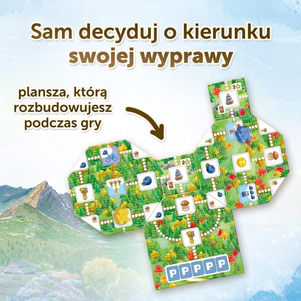 Trefl - Cinque Peaks - Gioco da tavolo per famiglie sull'escursionismo in montagna, carte d'azione, tavolo costruito durante il gioco, bellissime illustrazioni, per adulti e bambini dai 9 anni in su
