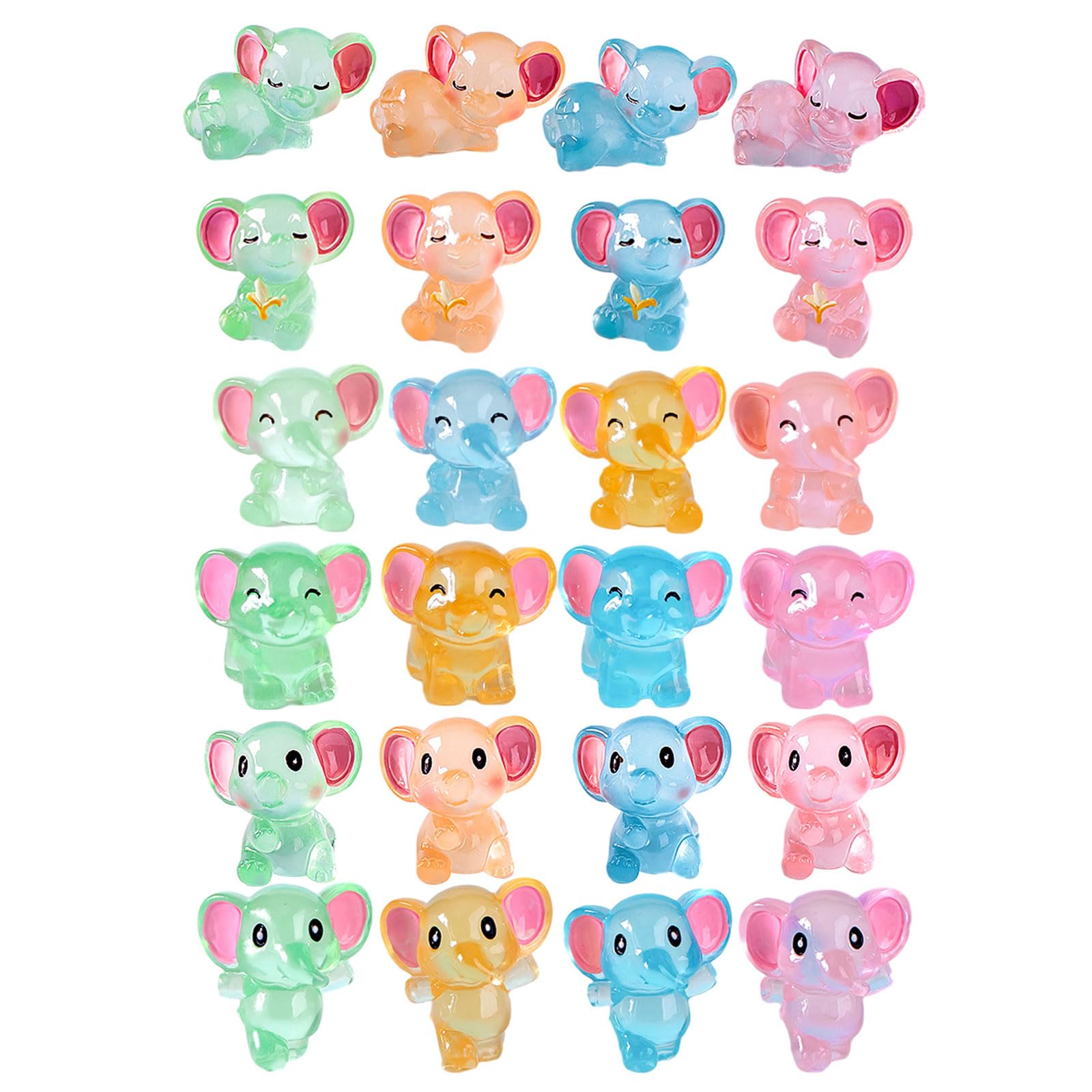 KASFDBMO Mini elefante luminoso in resina che si illumina al buio in miniatura ornamentale piccoli elefanti per giardino casa delle bambole accessori carino resina statuetta