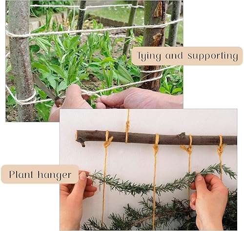 Miniatura 7 de Cuerda de yute de 0.197 in, cuerda de yute natural gruesa para jardín, cuerda de cáñamo resistente para exteriores, para jardinería, manualidades,