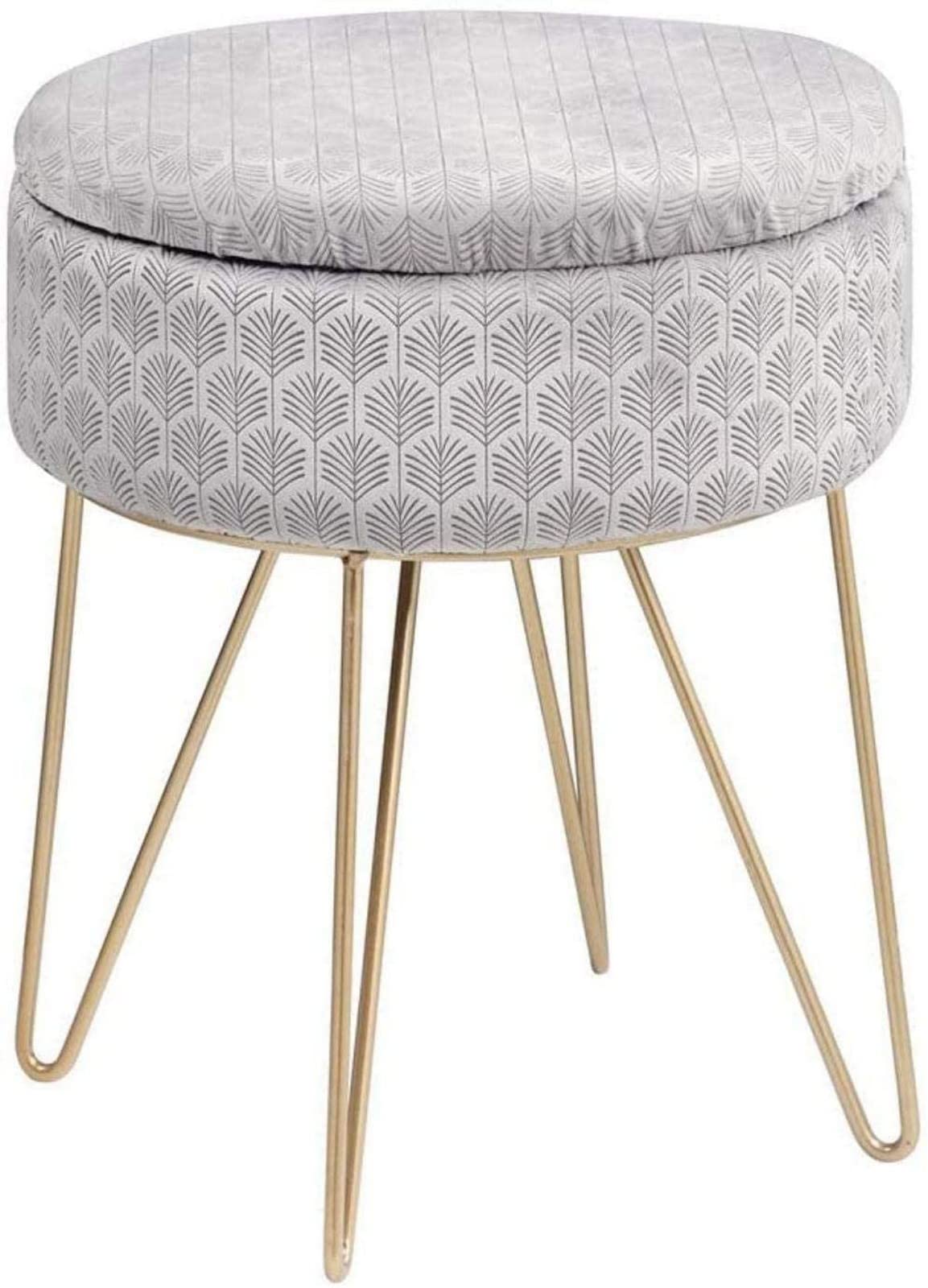 Pouf en velours gris pour le salon, le tabouret de rangement idéal pour vos moments de détente