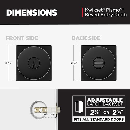 Vista 40 de Kwikset Pismo - Manija con cerradura y llave, para exterior, puerta de entrada y dormitorio, con seguridad antirrobo SmartKey Rekey y Microban, Mate