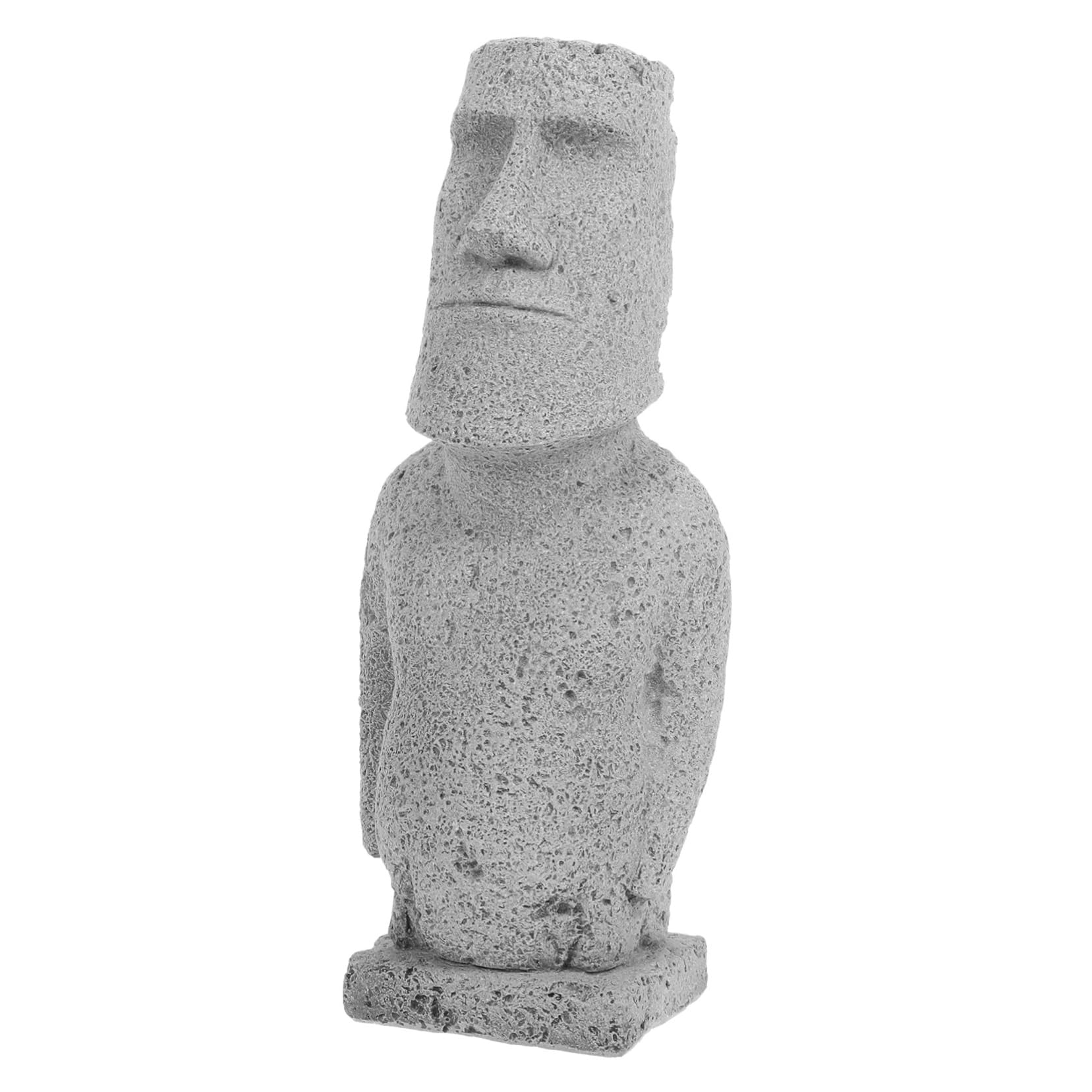 ULTECHNOVO 2 Pièces Statue Moai simulée île de Pâques Ornement décorations d'aquarium Sculpture Pierre Aquarium Moai Statue Moai sous-Marine Aquarium orner grès Grey
