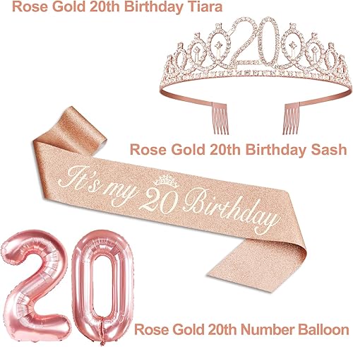 Miniatura 184 de Decoraciones de cumpleaños número 17 para niña, incluyendo tiara y banda de cumpleaños de 17, decoración para pastel y velas, globos de números