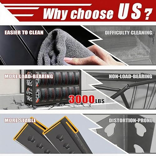 Miniatura 3 de Estantería de garaje de acero resistente de 5 niveles de 72" de alto x 40" de ancho, capacidad de 3000 libras, almacenamiento de garaje y sótano,