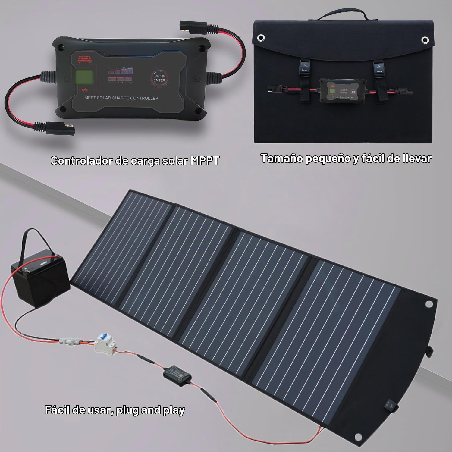 SolaMr 20A MPPT Regulador de Carga Solar 12V/24V Regulador de panel Solar Portátil Inteligente con Pantalla LCD y LED para GEL/AGM/Lead-Acid y LiFePO4 Batería-M2420P
