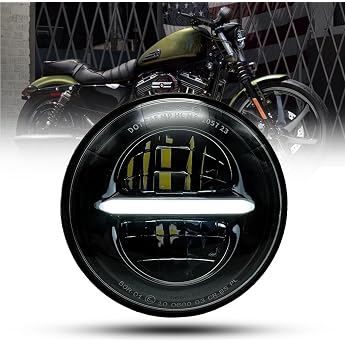 5.75 Inch LED Motorcycle Headlight E-Approved with Daytime Running Light for Harley Davidson Dyna Street Bob Super Wide Glide Low Rider Night Rod Train Sportster Iron 883 Indian Scout Triumph Black
