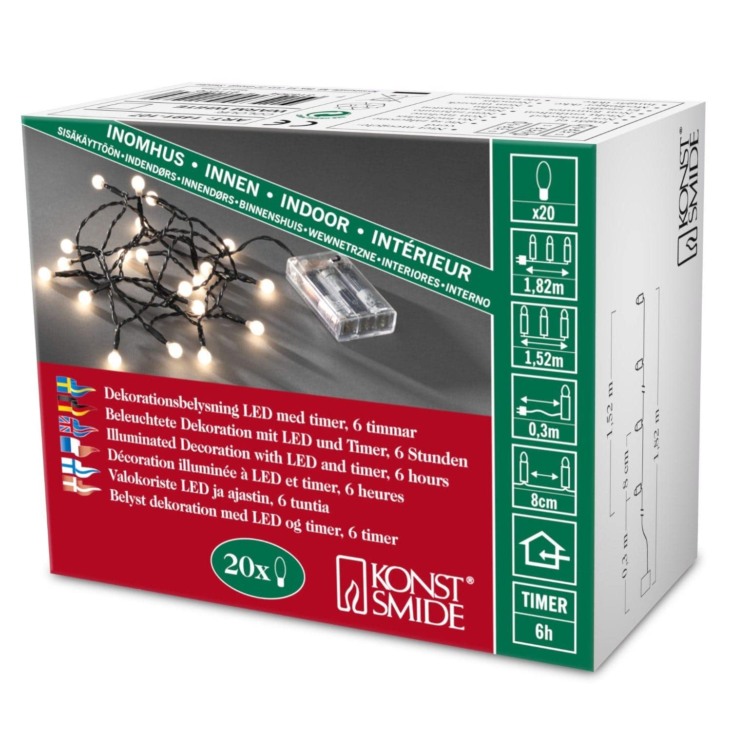 Konstsmide Warm White - 20 Led Berry Lights : Battery Operated With Timer : Warm White : 20 Led : 1491-107
