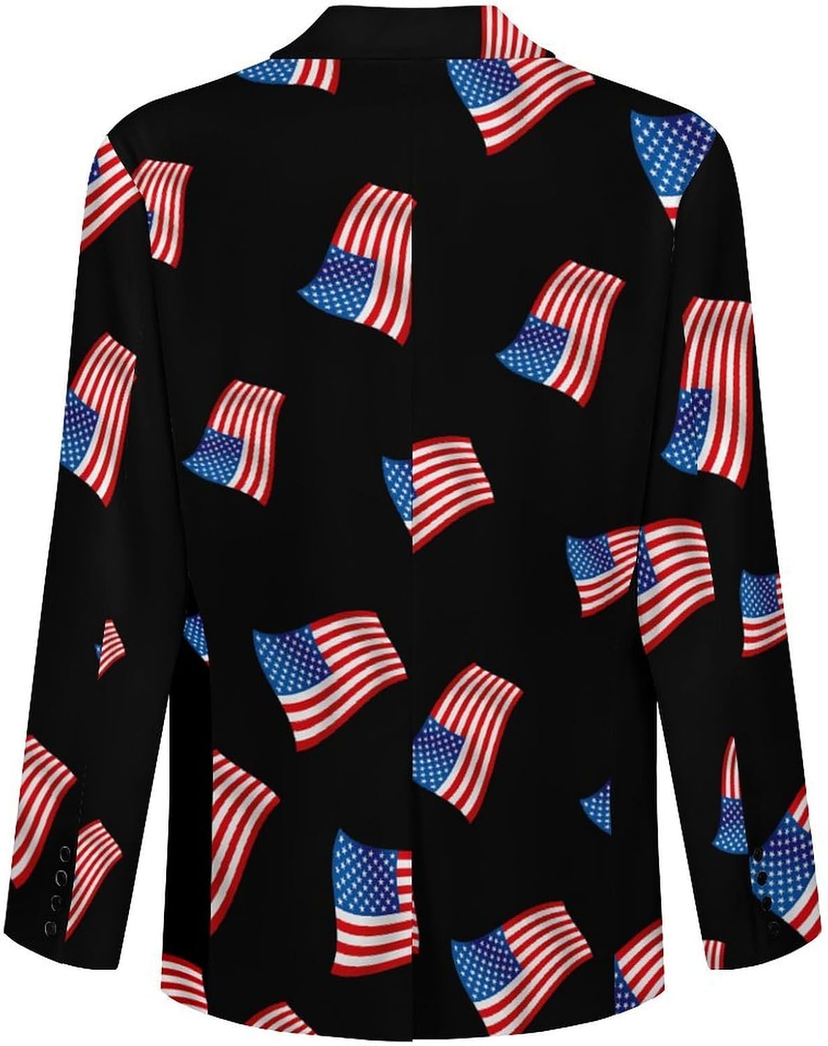 U.S. Flag Trendy Men's Two Button Suit Funny Casual Slim Fit Blazer Coat Tuxedos Jackets