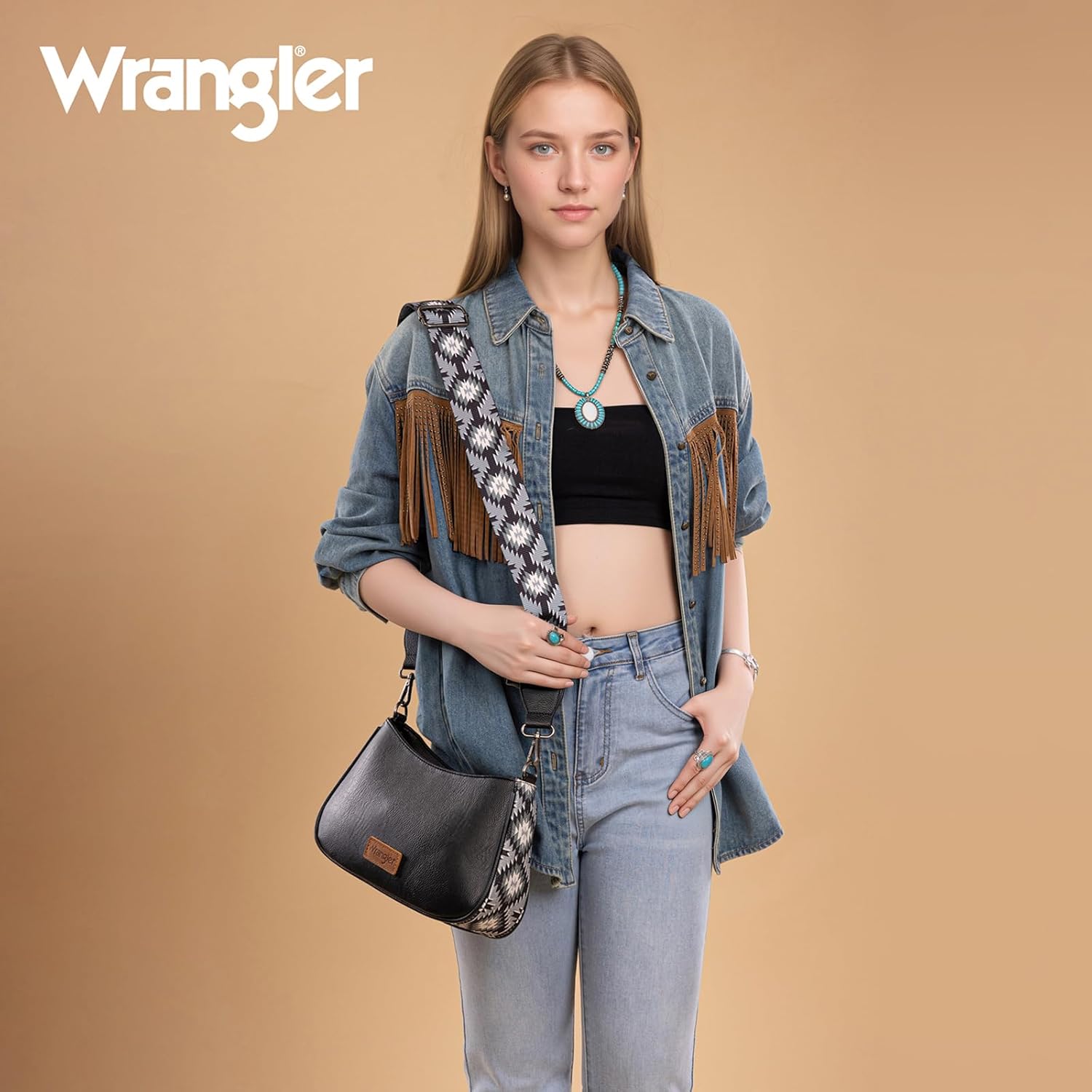 Wrangler Western Shoulder Bag for Women Small Purse Aztec Hobo Bag HandBag with Detachable Strap - Image 2