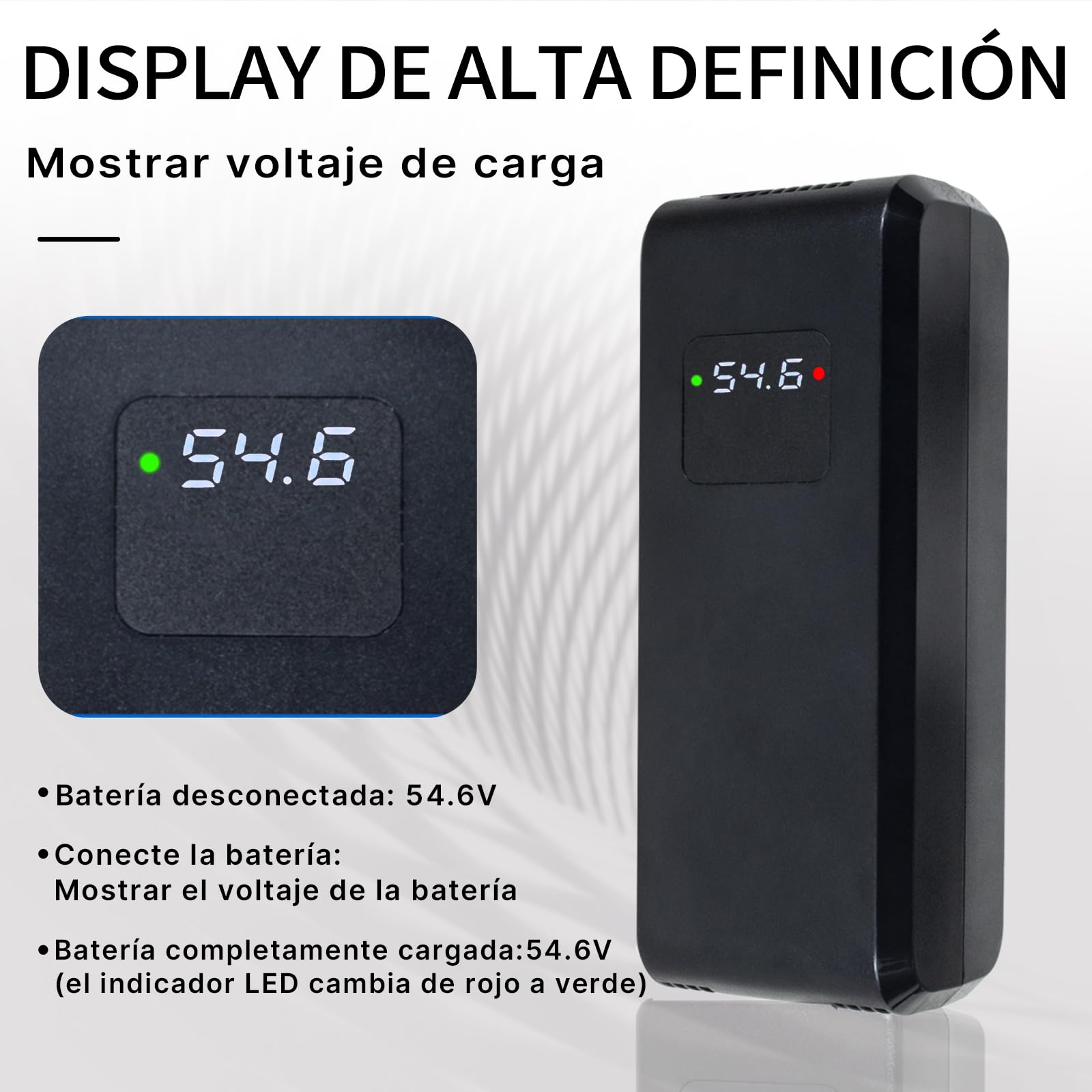 Caricatore 54,6 V 4 A agli ioni di litio 48 V, bicicletta elettrica e monopattino elettrico | Display LED, XLR a 3 pin, protezione multipla, funzione di riparazione e certificato CE per una ricarica sicura e affidabile.