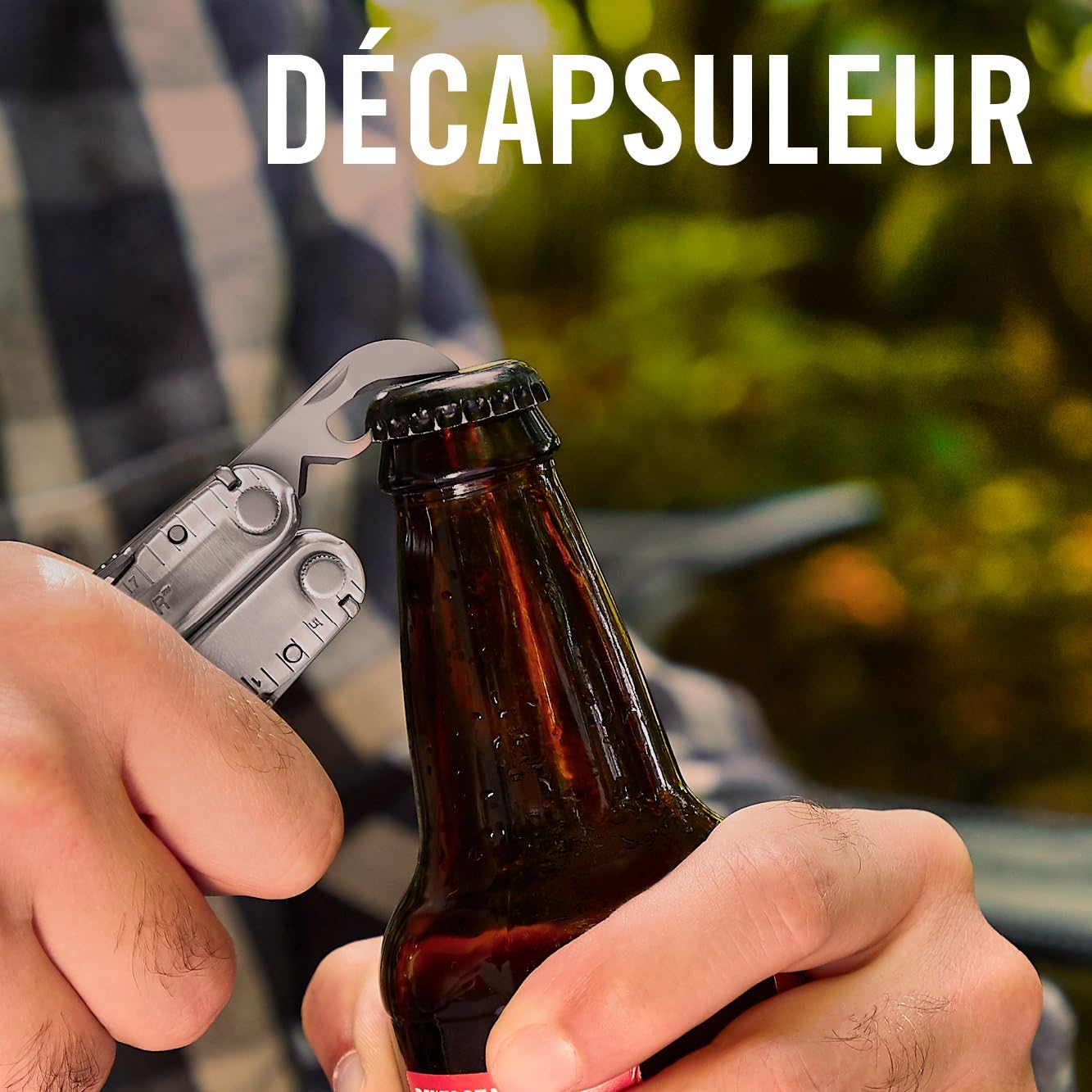 Leatherman Rebar Outil Multifonction - 17 Outils pour le Bricolage et le Camping - Acier Inoxydable Noir, Marron