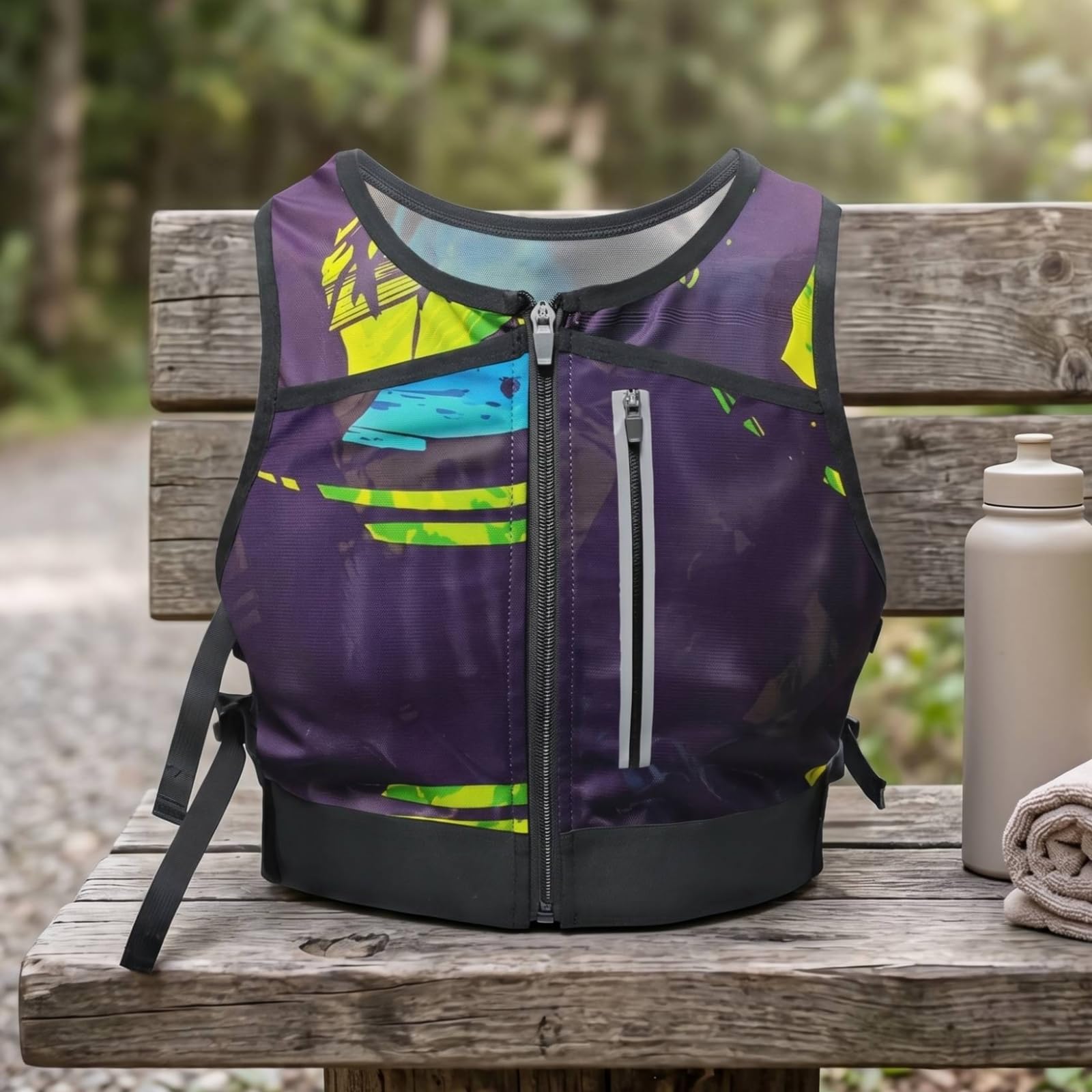 Ärmellose Sportweste für Läufer mit Mehreren Praktischen Taschen für die Aufbewahrung von Kleinigkeiten mit Durchgehendem Reißverschluss Und , Neongrün , XL