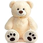HollyHOME Teddy Bear Stuffed Animal Plush Giant Teddy Bears with Footprints Big Bear 36 inch Beige